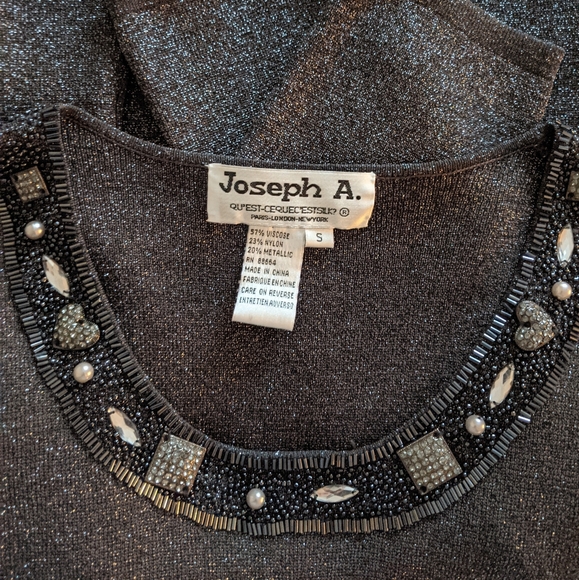 Embellished Neckline Shimmery Dressy Top - Picture 2 of 10